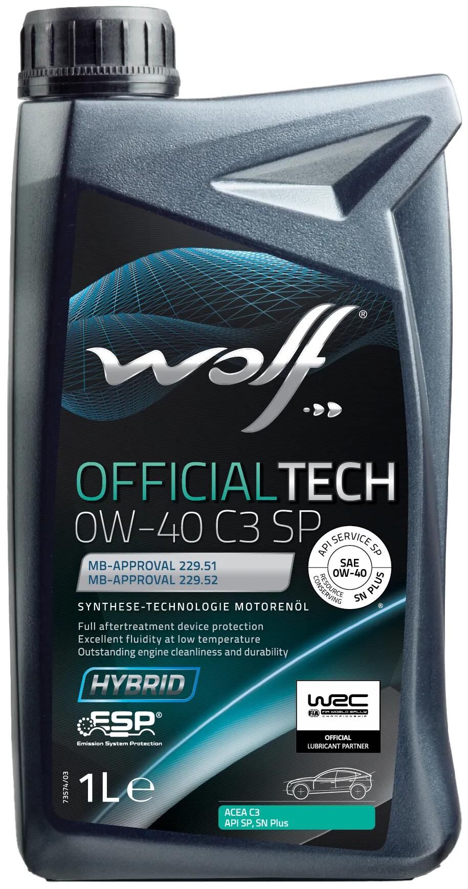 Wolf motoröl officialtech c3 sp motoroil 0w-40 1l off.tech c3 sp