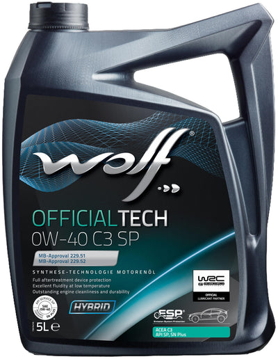 Wolf motoröl officialtech c3 sp motoroil 0w40 5l off.tech c3 sp