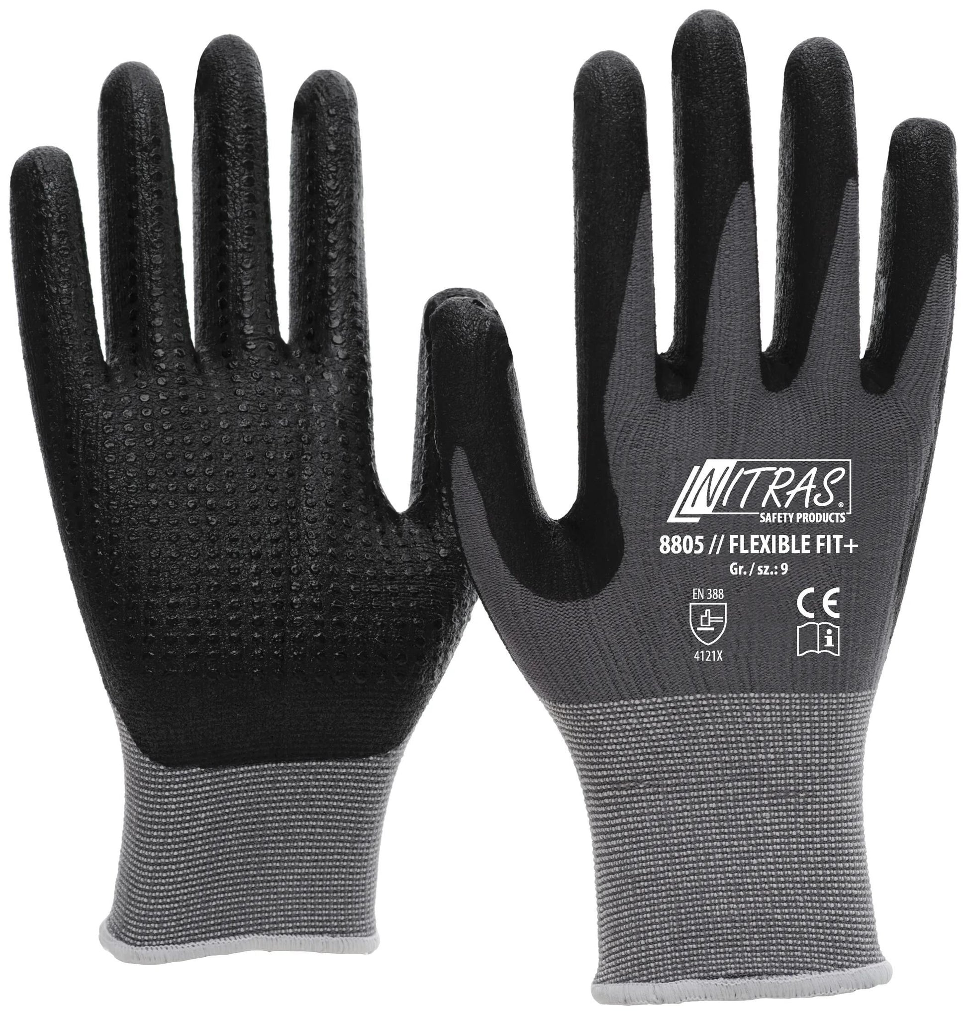 Nitras safety monteurshandschoen flexible fit+ glove size 11 pimples gray sw flexible fit+