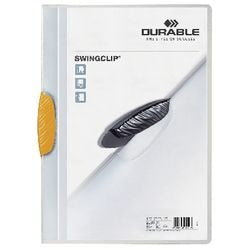Clamp folders swing clip durable pp a4 22.5x31cm yellow clamp capacity 3 mm