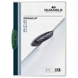 Cartelle a pinza resistenti swingclip verde a4 30 fogli fronte trasparente