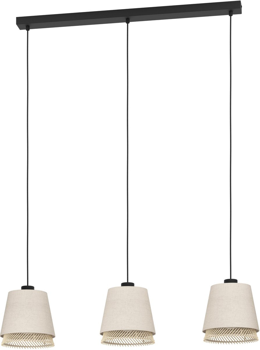 Eglo tabley hanglamp - e27 - 89 cm - natuur|bruin|zwart - textiel