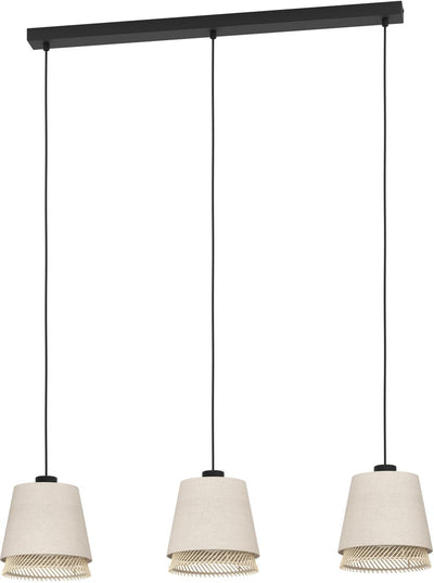 Eglo tabley hanglamp - e27 - 89 cm - natuur|bruin|zwart - textiel