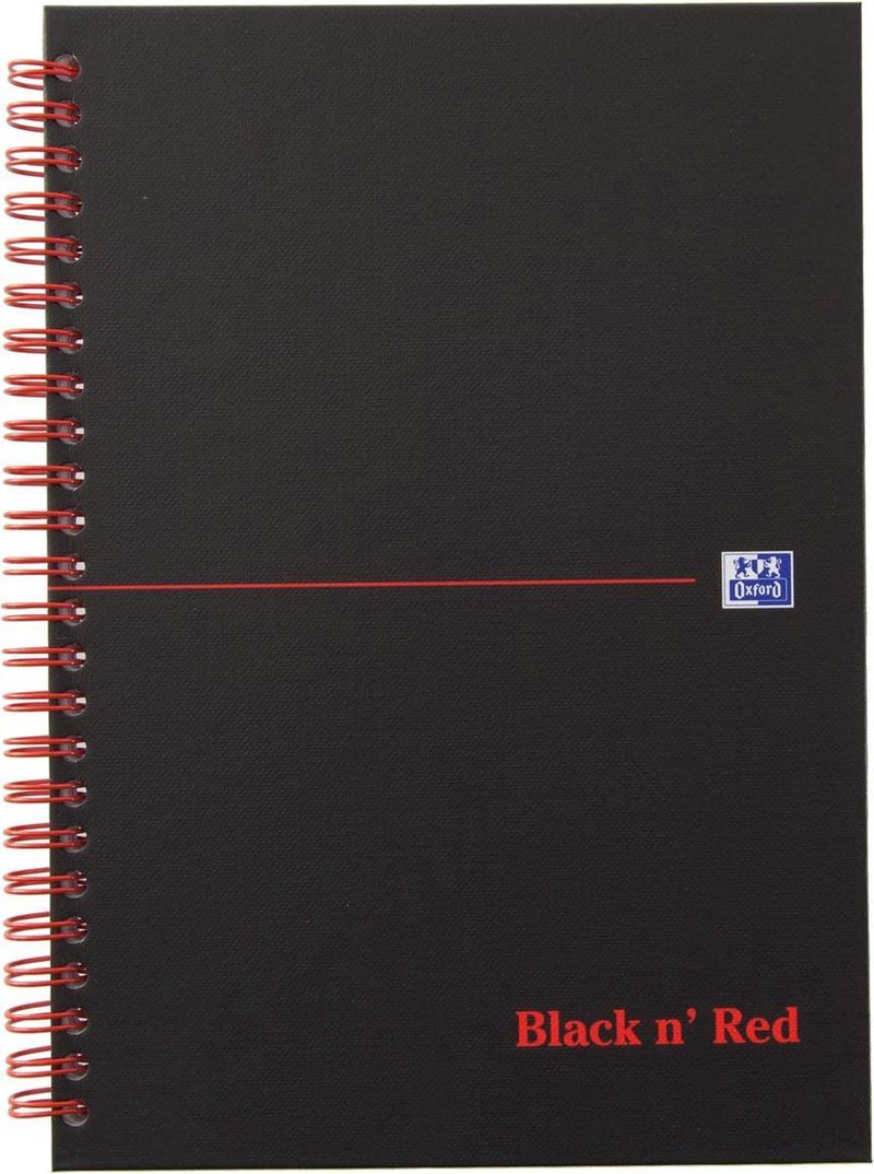 Oxford black n' red - cuaderno - a5 - papel cuadriculado - 90g - tapa dura - negro