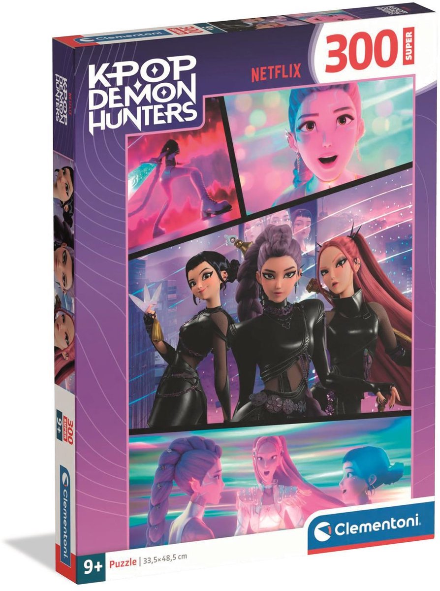 Clementoni puzzle k-pop cacciatori di demoni 300 pezzi di supercolor - puzzle kpop huntrix per bambini - regalo k pop da 6 anni