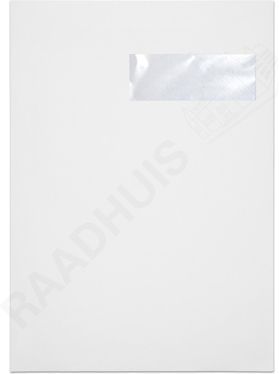 Raadhuis akte envelop c4 - 229x324mm - wit - met plakstrip - venster rechts - 250 stuks - rd-303595
