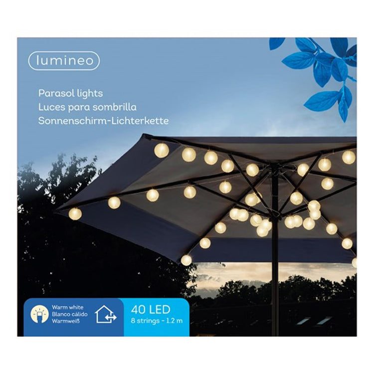 Lumineo LED ombrellone per feste da esterno l120 cm
