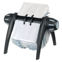 Porta biglietti da visita durevole visifix flip rotante registro a-z grigio-blu