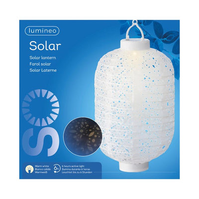 Lumineo led solar lantaarn ø20-h30cm wit
