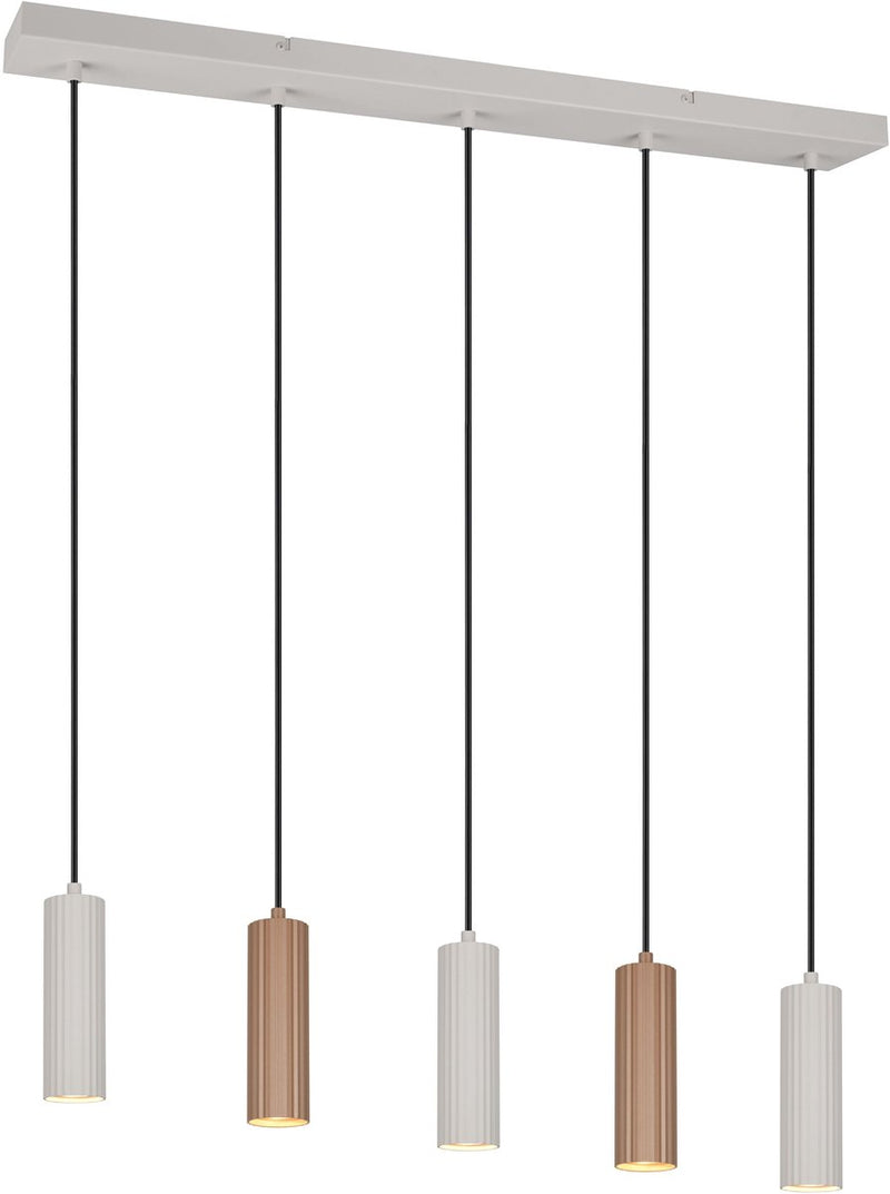 Trio soka - lampada a sospensione - moka - escl. 5x gu10 5 w - montaggio a soffitto - regolabile in altezza