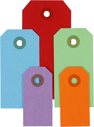 Etichette manila Creative Company, misura 3x6+4x8+5x10 cm, 220 g, vari colori, 500 pezzi 1 scatola