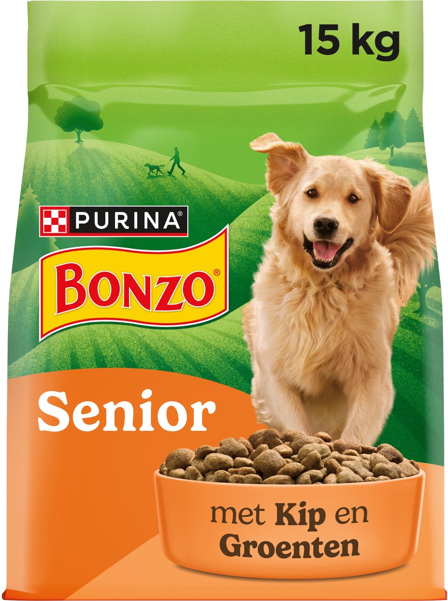 Bonzo dry senior - comida seca para perros - pollo y verduras - 15 kg