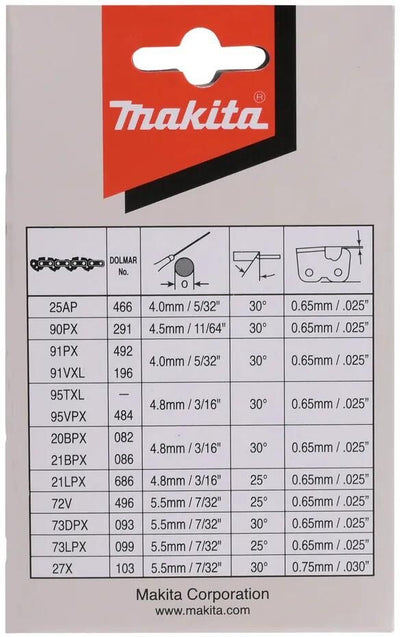 Makita Saw Chain 35cm, 3 8 pezzi. , 1,1 mm di scanalatura widt