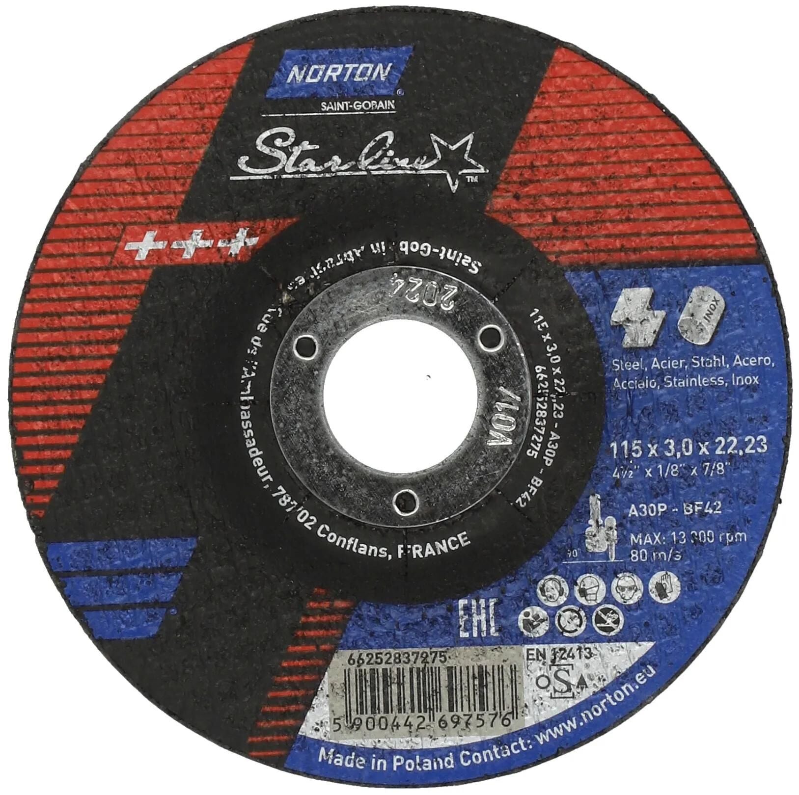 Disco de corte Norton disco de corte starline 115x3.0