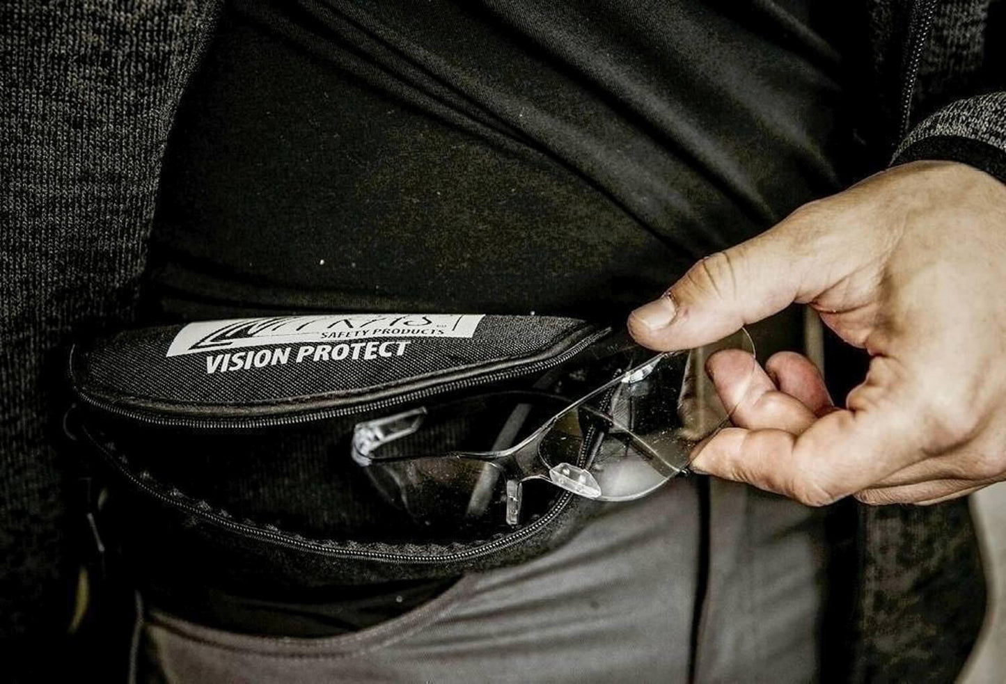 Caso de gafas de seguridad nitras textiles negros