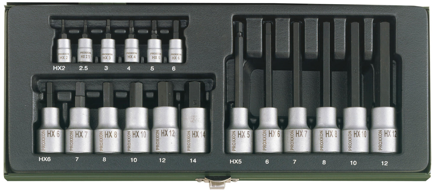 Proxxon dopsleutel set inside hexagon set 18-t.
