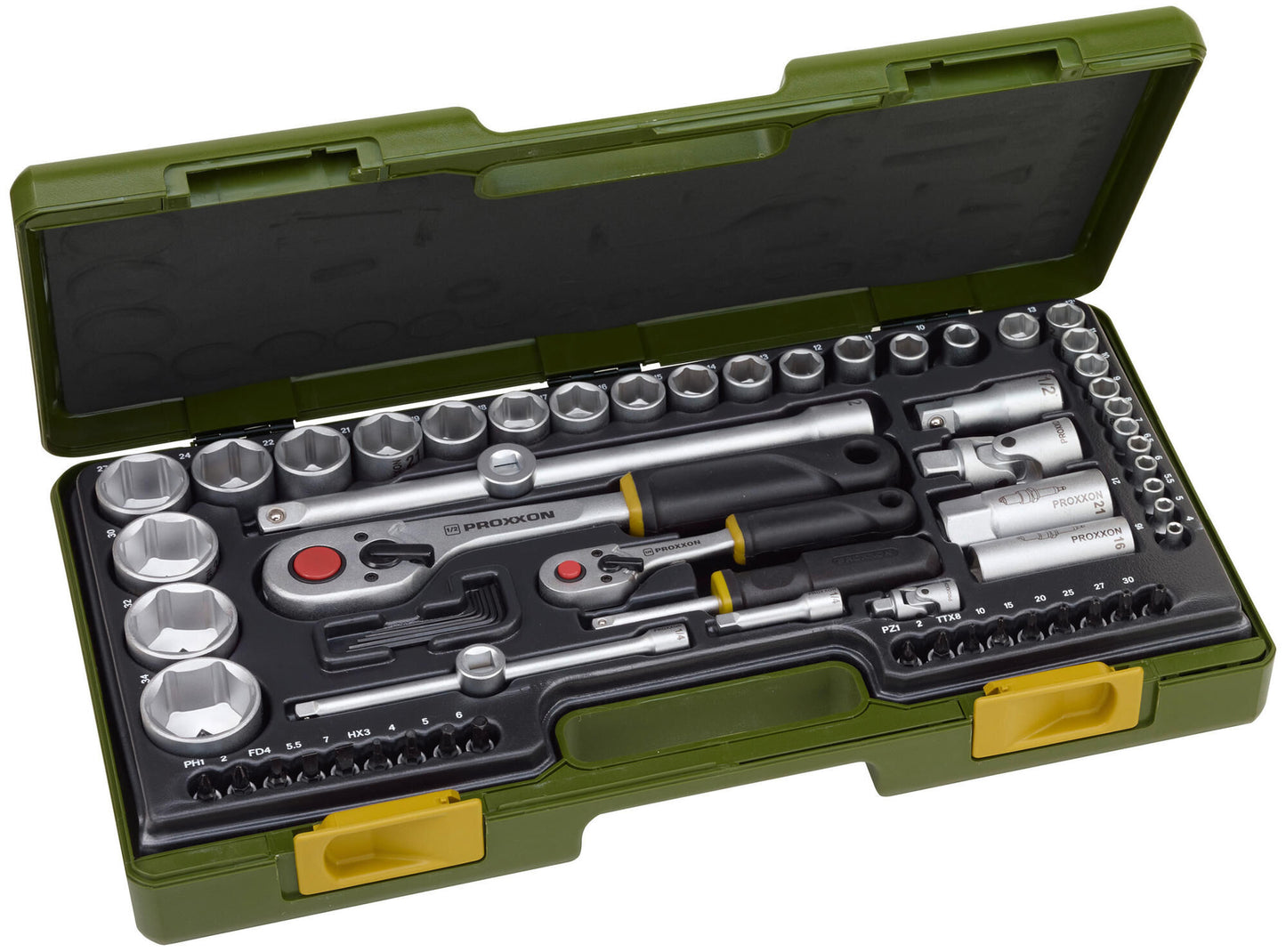 Proxxon dopsleutel set socket wrench sets 65-te. 1 2 and 1 4