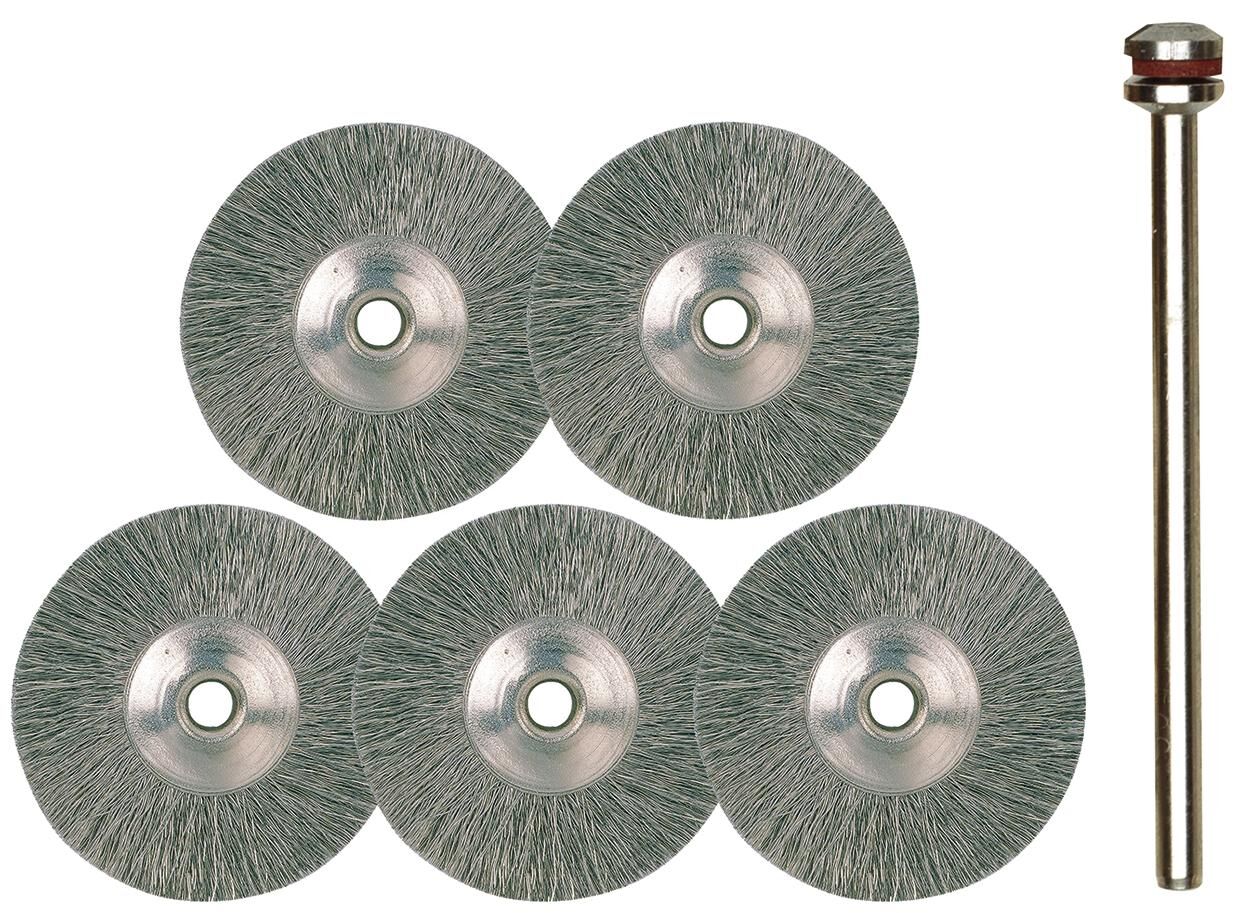 Proxxon set ronde staaldraadborstels stainless steel round bru d=22mm 5 pcs.