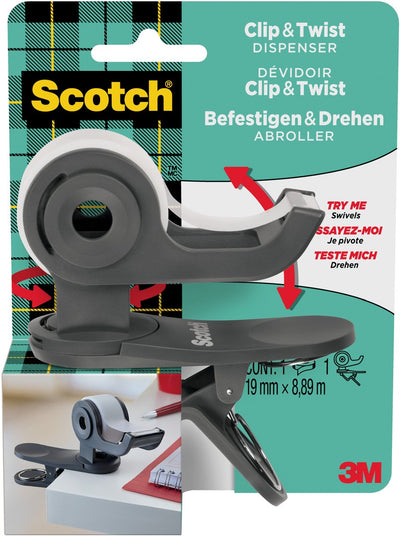Scotch - adhesive tape holder clip c19 dark gray + 1 roll magic e 19mmx8.89m