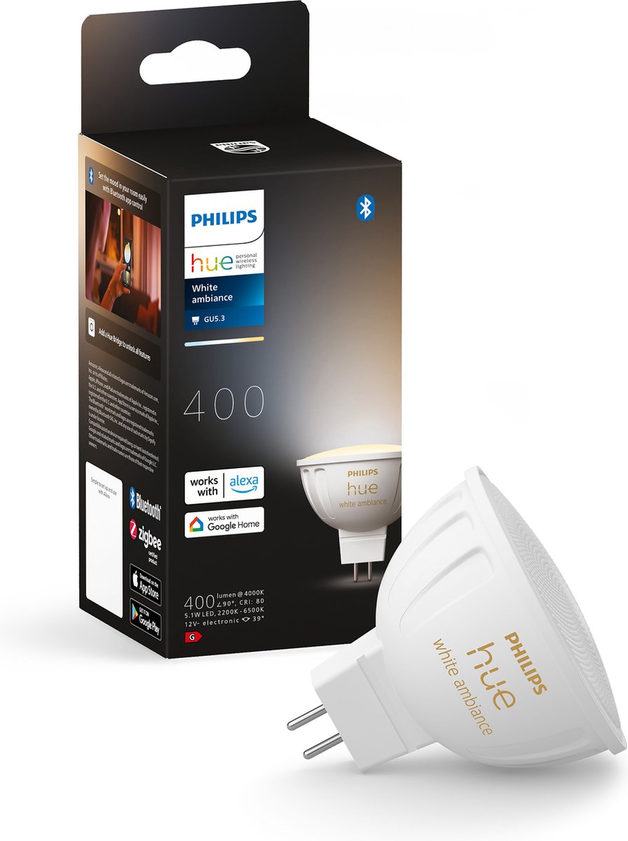 Philips hue spot - luce bianca da calda a fredda - 1 confezione - mr16