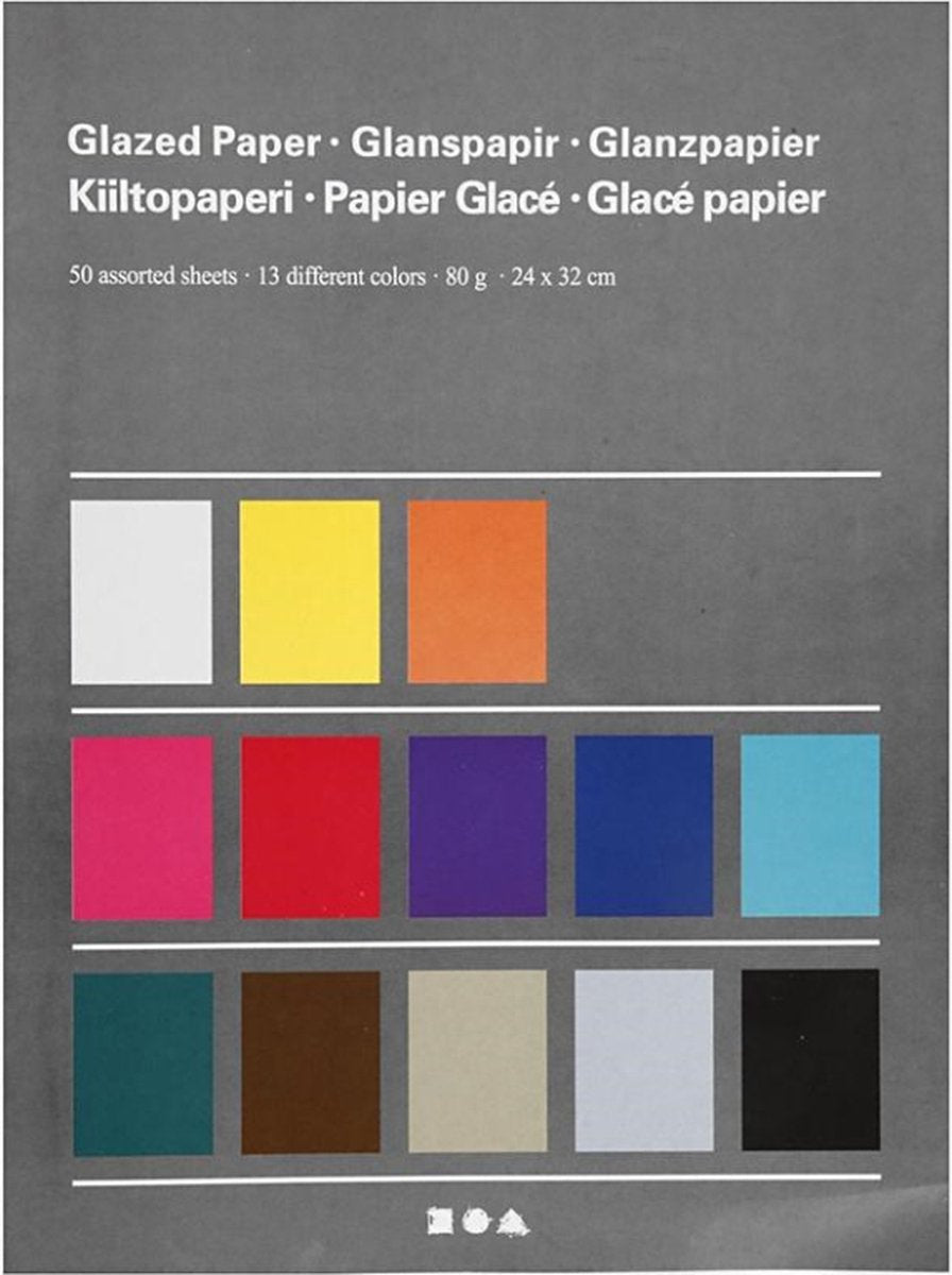 Papel satinado Creativ company, hoja 24x32 cm, 80 gr, varios colores, 50 hojas 1 caja