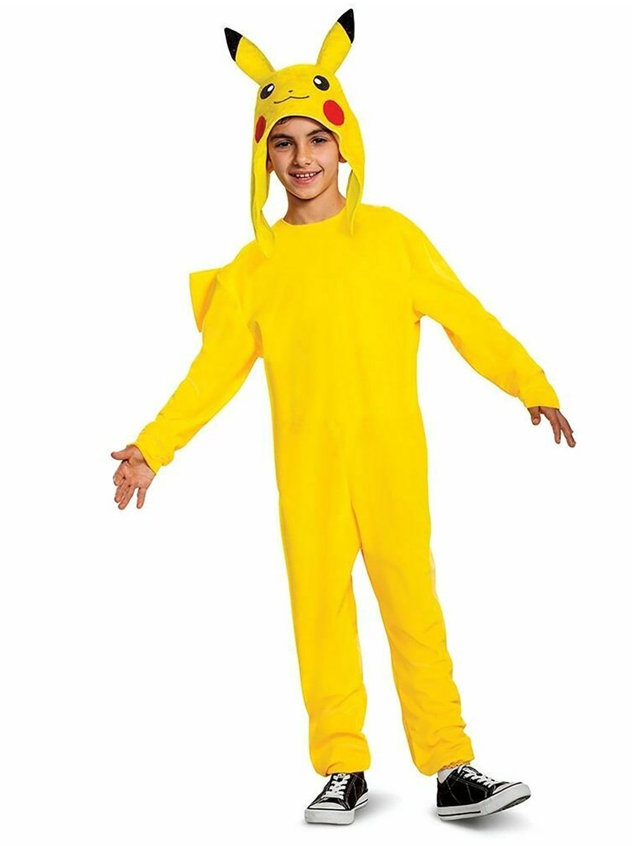 Disguise pokémon, pikachu jumpsuit with hood deluxe, size m (7-8 years)