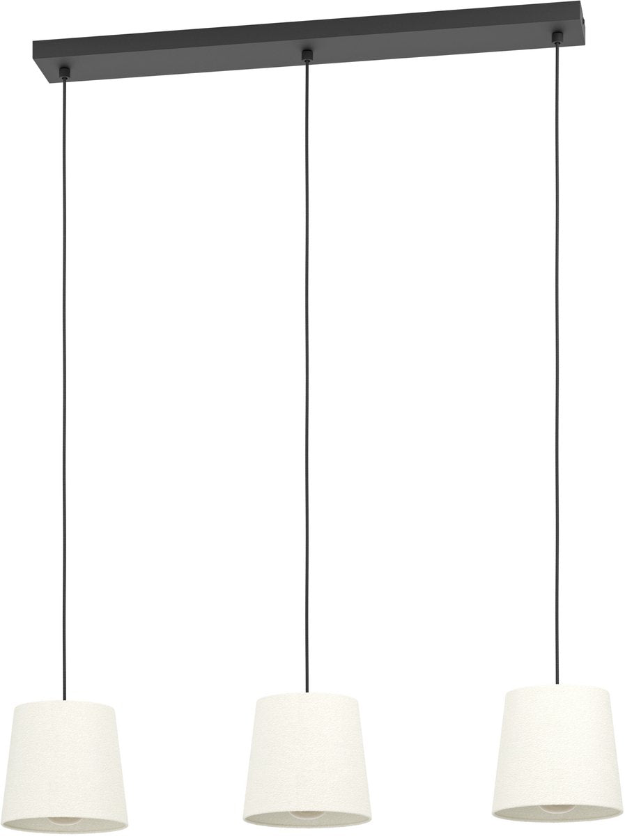 Eglo febres hanglamp - e27 - 88 cm - zwart wit - teddy stof