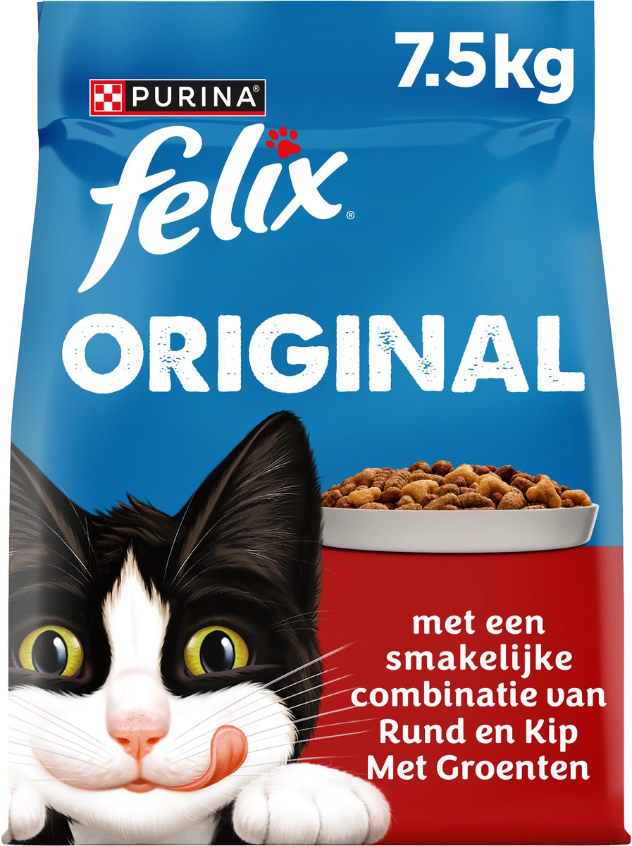 Felix original - kattenvoer droogvoer - rund, kip kalkoen - 7,5kg
