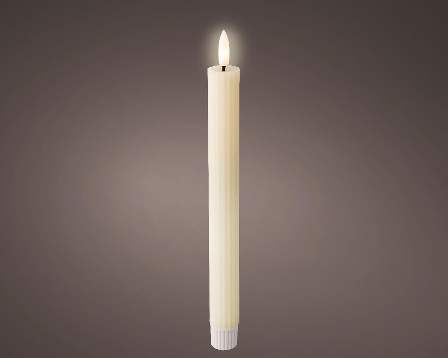 Lumineo dinerkaars led ribbel 24cm creme 2 st.
