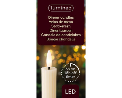 Lumineo candela da cena LED a coste 24 cm crema 2 pz.
