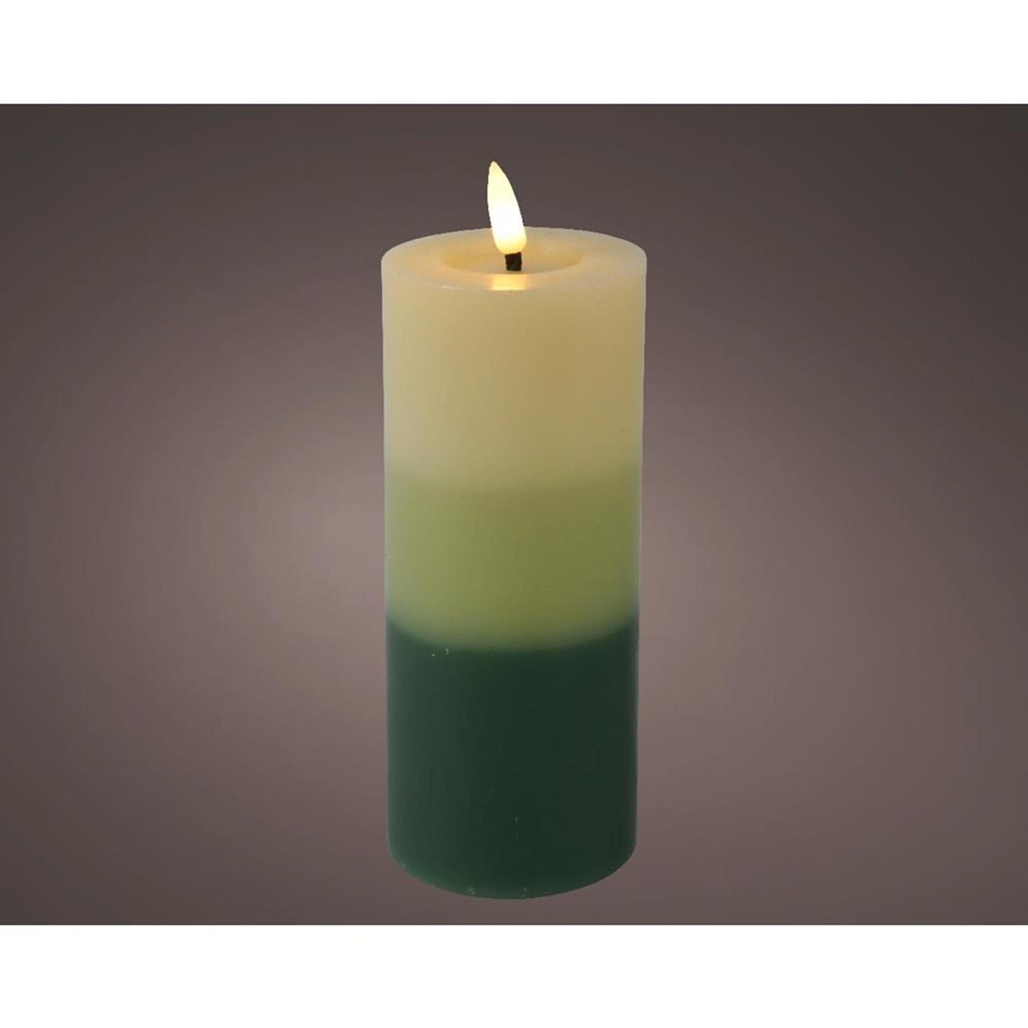 Vela LED Lumineo con efecto llama, 15 cm, verde