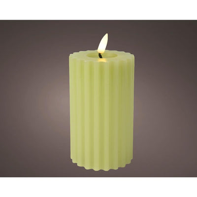 Lumineo LED candela effetto fiamma rigata h14.7cm verde