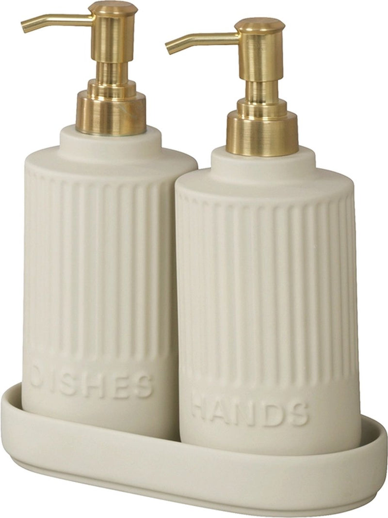 Dispenser di sapone e detersivo per piatti Wenko - crema - 2x 550 ml