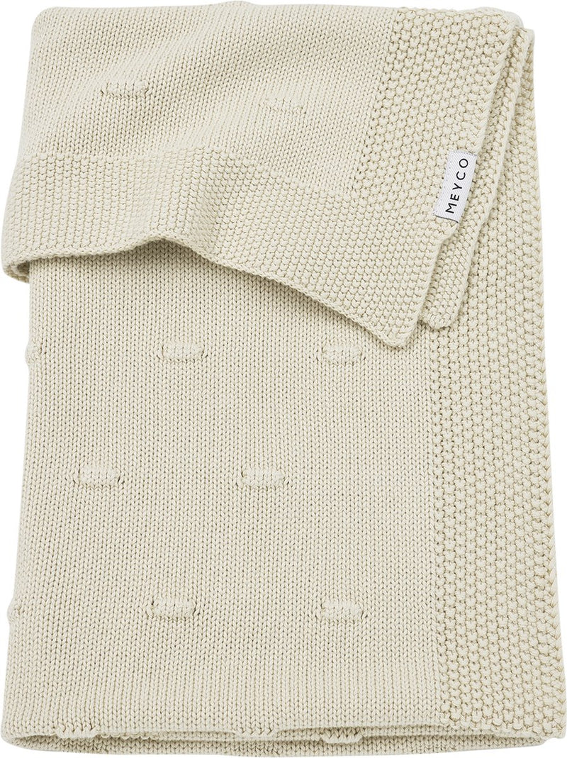 Meyco manta de cuna nudos para bebé - arena suave - 75x100cm - 1.0 tog