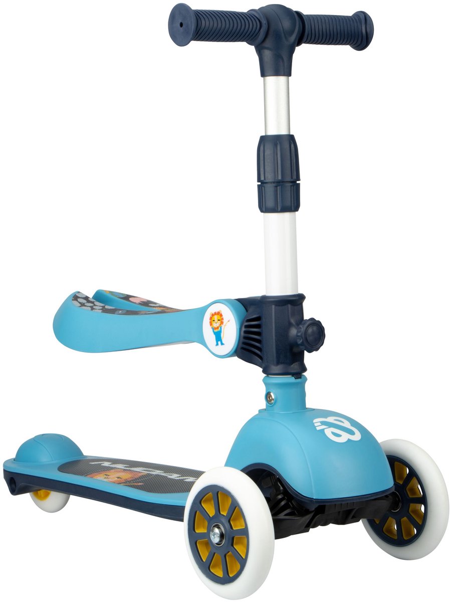 Nijdam tri-scooter - kinderen - met afneembaar zitje - guardian rider - blauw