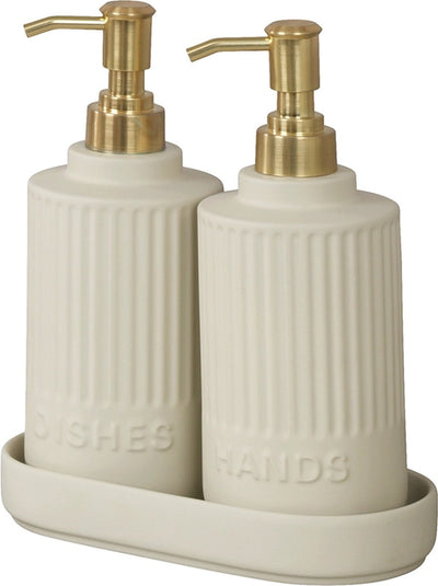 Wenko soap and dishwashing liquid dispenser - cream - 2x 550 ml