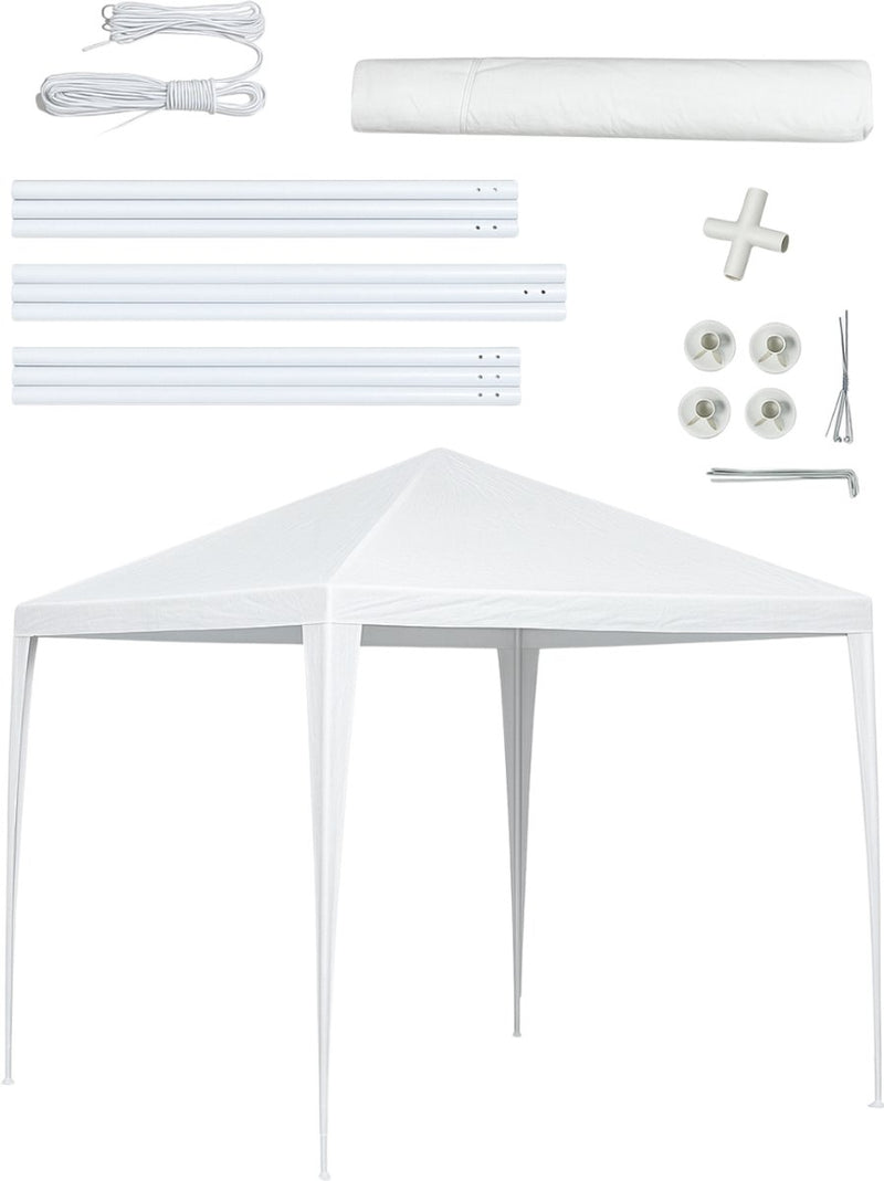Tenda per feste Kinzo 3x3 metri - padiglione impermeabile e tenda per feste per giardino o terrazza - tenda per feste incl. picchetti e tiranti - altezza colmo 2,5 m - plastica - bianco