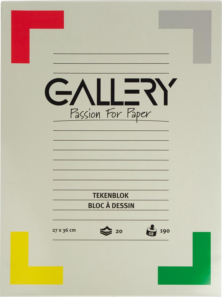 Gallery tekenblok formaat 27 x 36 cm extra zwaar houtvrij papier 190 g m² blok van 20 vel