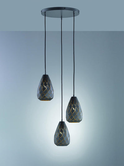 Trio onyx - lámpara colgante - antracita - excl. 3x E27 4 W - montaje en techo - regulable en altura