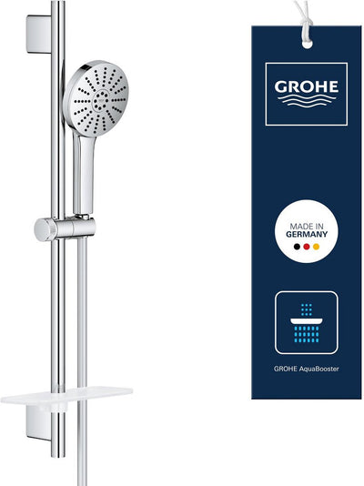Set doccia Grohe vitalio joy+ 120 con asta doccia - con soffione, flessibile doccia, portasapone - 3 tipi di getto - aqua booster - risparmio idrico (7l min) - cromo