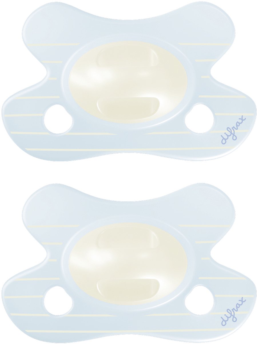 Difrax fopspeen natural - newborn - blauw - 2 stuks