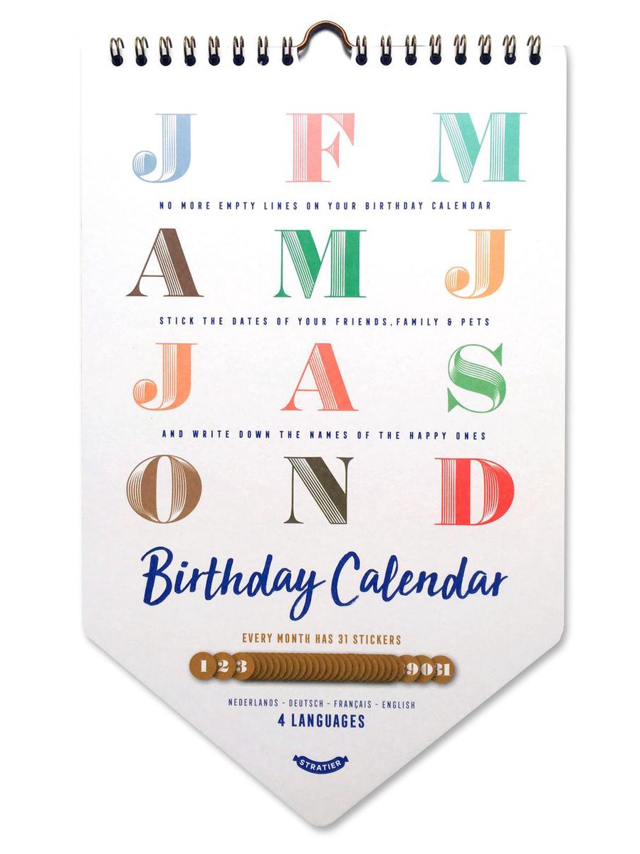 Calendario de cumpleaños del editor Stratier Calendario de cumpleaños