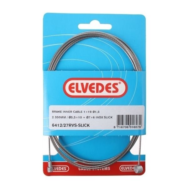 Rem binnenkabel Elvedes 2350mm RVS Slick ø1,5mm V-nippel en T-nippel (op kaart)
