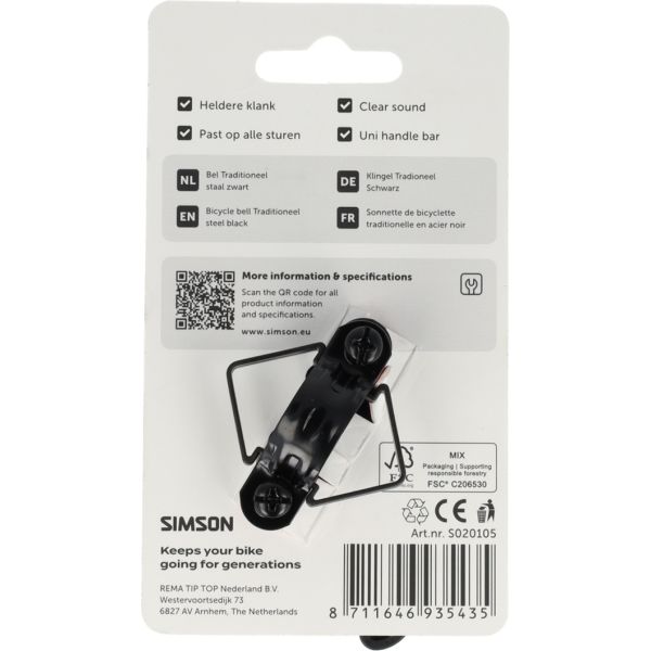 Simson campana tradizionale in acciaio nero