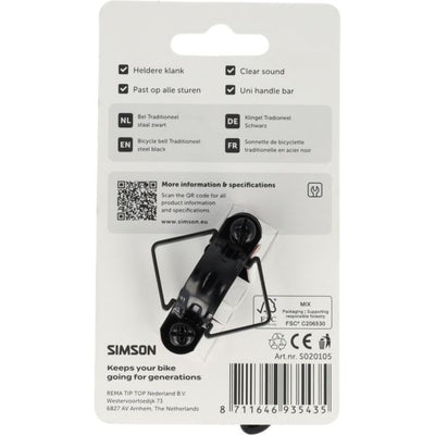 Simson campana tradizionale in acciaio nero
