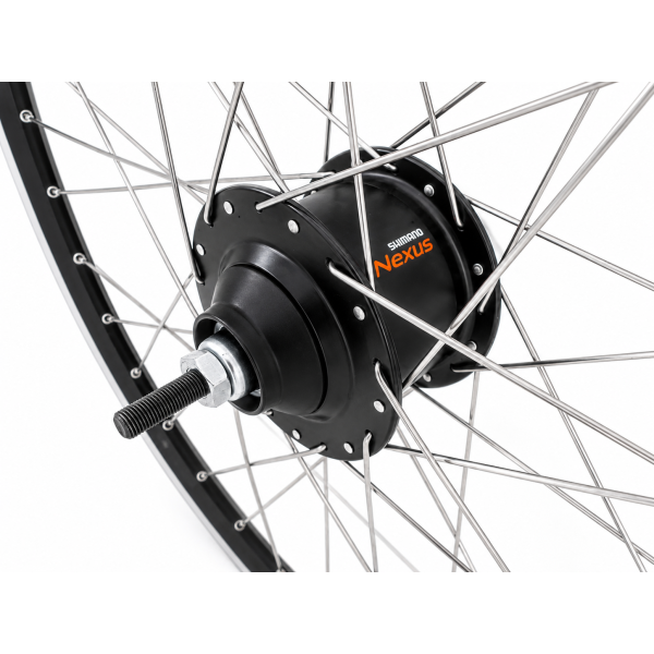 Ruota posteriore Shimano 28 alluminio zac 2000 cerchio nero argento - mozzo sg-c6001-8r nexus 8 e raggi inox