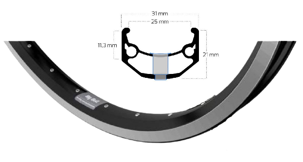 Ryde Velg Big Bull 26 pollici (559) Black Brake Edge 36 fori 14g