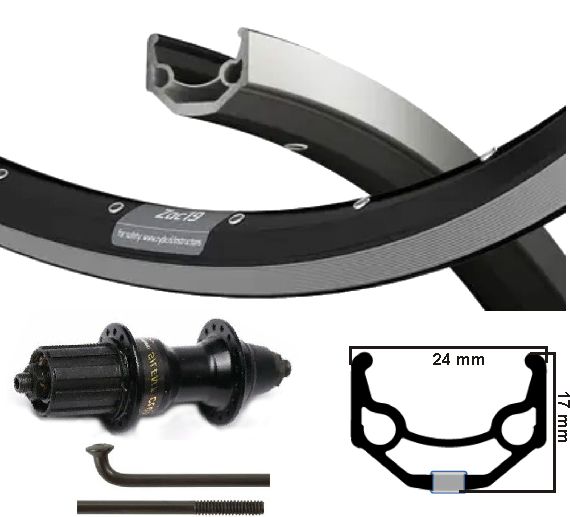 Ruota posteriore kgs da 28 pollici (622) bordo nero-silver spaak nero cass 8-9v interruzioni