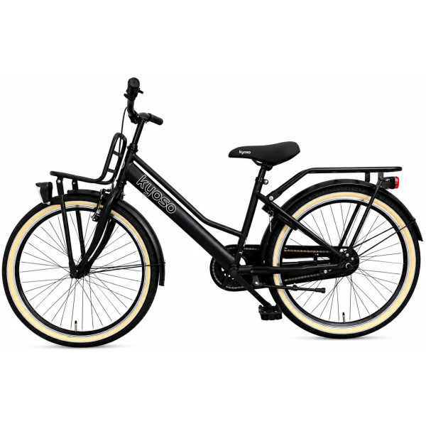 Kyoso kinderfiets blossom classic 24 inch met remnaaf - mat zwart roze