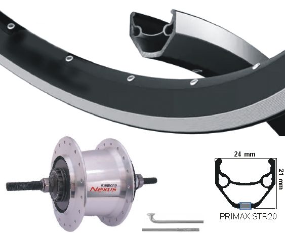 Rueda trasera de KGS 28 pulgadas (622) Conecte NEXUS SILUS DE SILVER NEGRO 7 PLATA